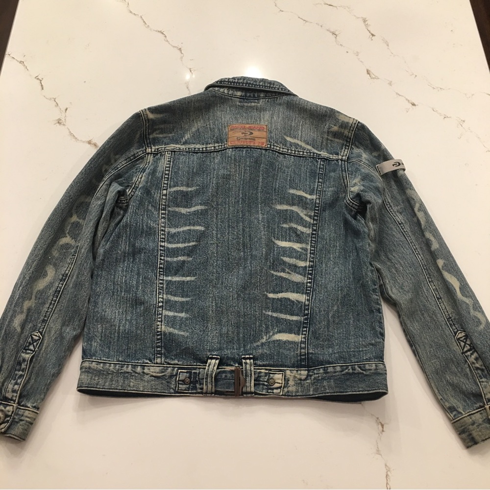 Vintage 2000 Paco Jeans Med Wash Mixed Distressed Denim Jacket Mens Size Small. - Picture 9 of 11